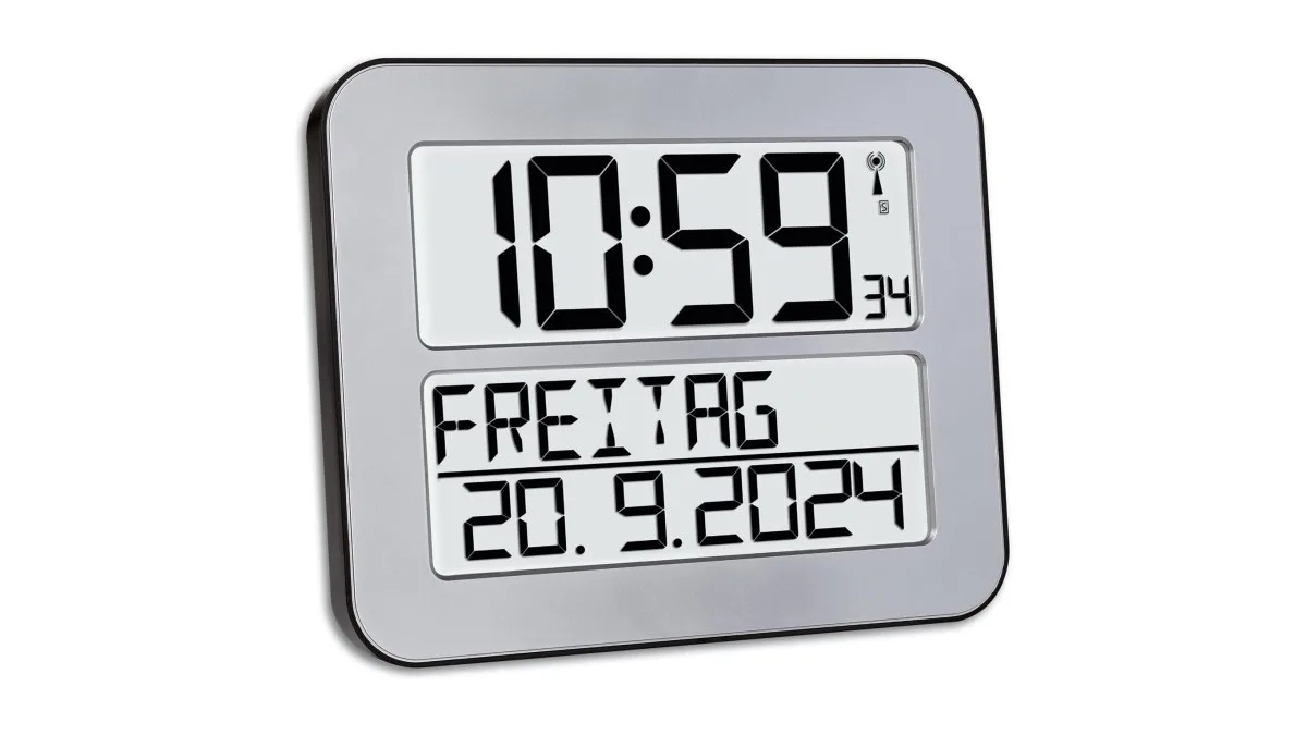 TFA Timeline Max Funk-Wanduhr silber
