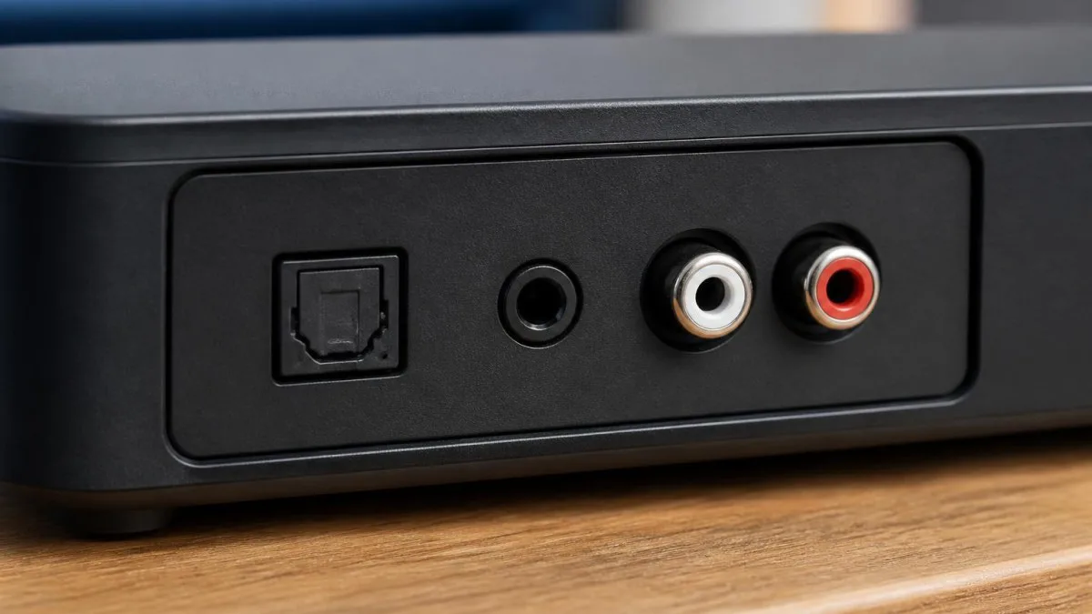 basisstation anschlüsse optisch aux rca nahaufnahme