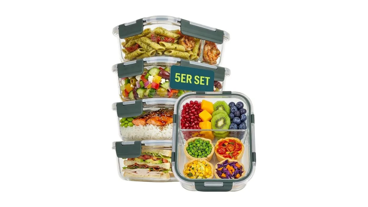 uandu glasbehälter 2 fächer set 950ml