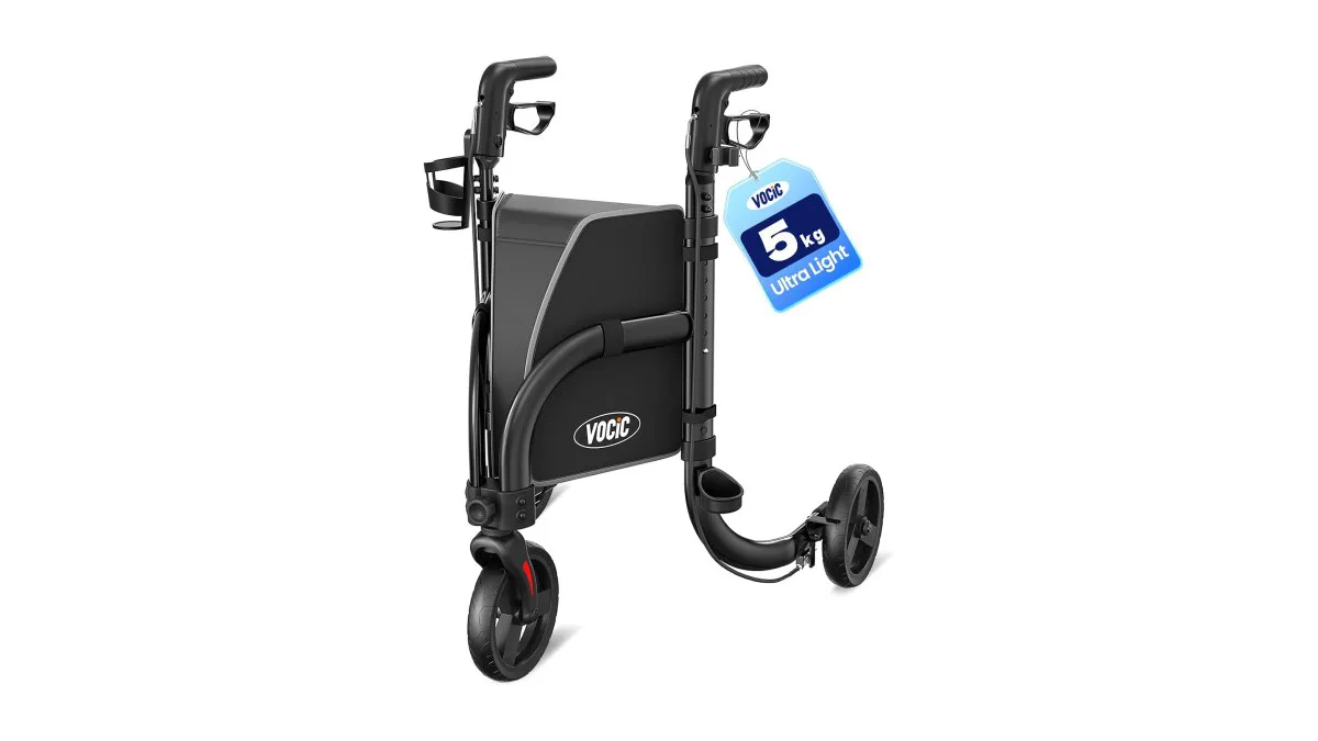 VOCIC Z25 Dreirad‑Rollator mit 20‑cm Rädern, kompakt auf glattem Boden