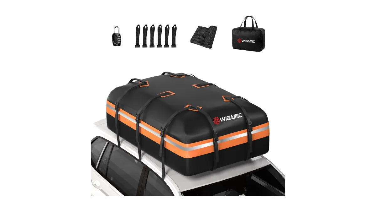 Wisamic faltbare Dachtasche 595L schwarz auf Autodach