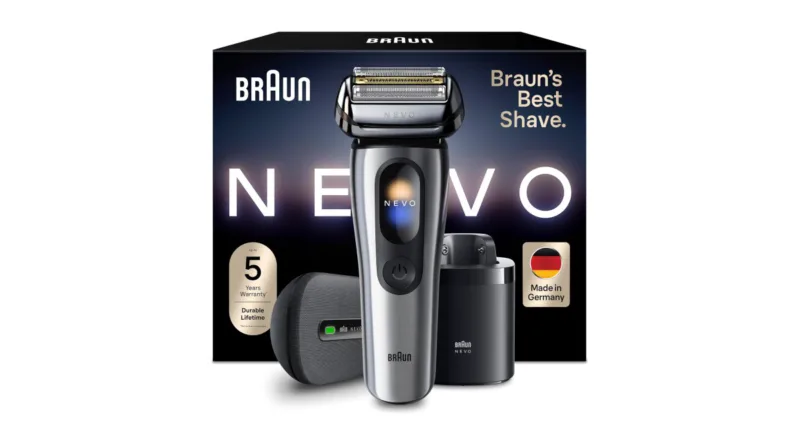 Braun NEVO Rasierer in Silber mit AeroTouch‑Scherelement und ergonomischem Griff