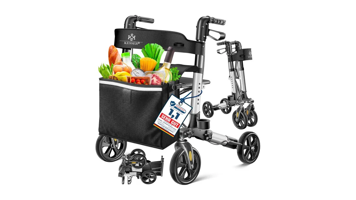 KESSER Rollator, stabiler Rahmen, in Wohnumgebung neben Sofa