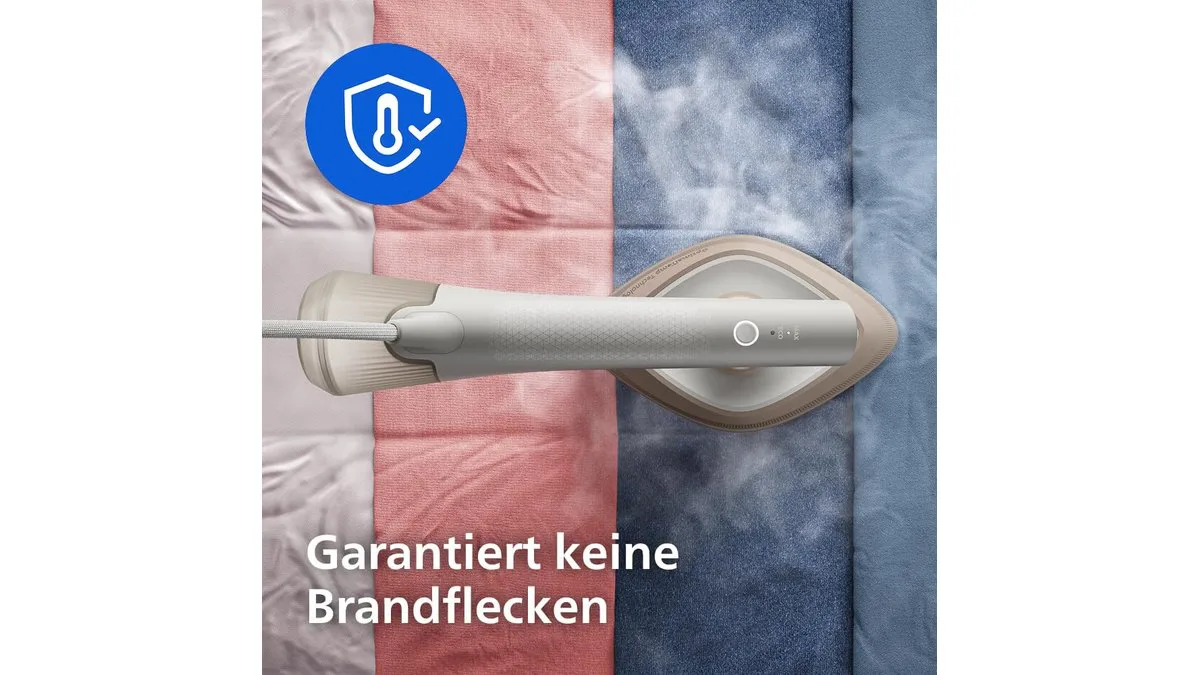Philips OneTurn 2‑in‑1 Bügeleisen und Steamer auf weißem Hintergrund, kompakte Bauform, sichtbarer drehbarer Kopf – weitere Produktansicht 5