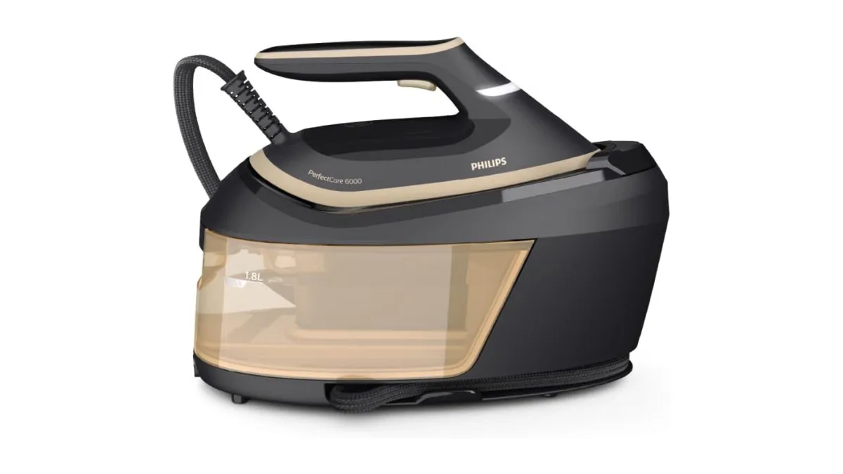 Philips PerfectCare 6000 Dampfbügelstation, schwarz, großer abnehmbarer Wassertank