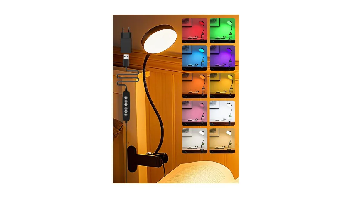 ReinHoo Klemmlampe mit RGB Farben, starke Helligkeit und USB Stromversorgung