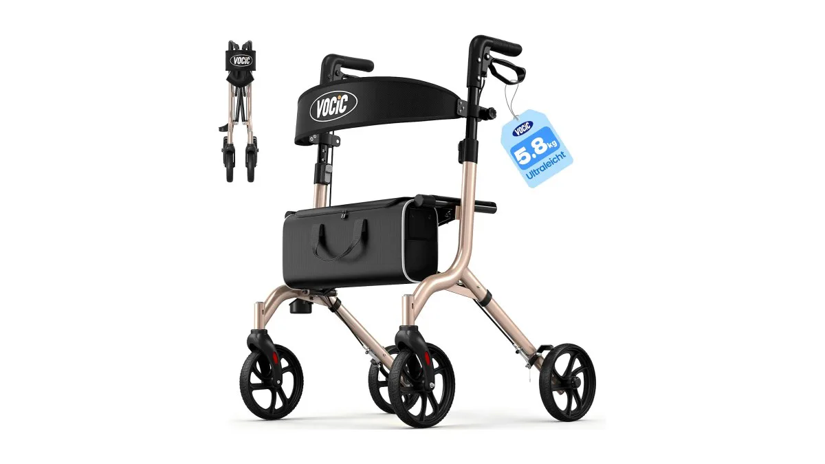 VOCIC Z27 Rollator, schmal, gefaltet im Kofferraum eines Wagens