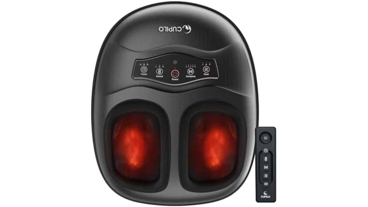 CuPiLo Fußmassager, kompakte Bauform mit roter Wärmeauflage